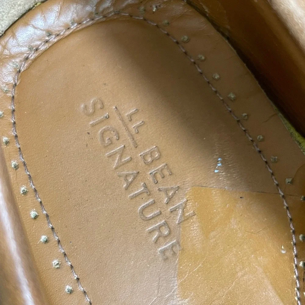 LL Bean Signature 297560 Moc Brown Leather Casual Loafer Slip On Mens Size 13 D